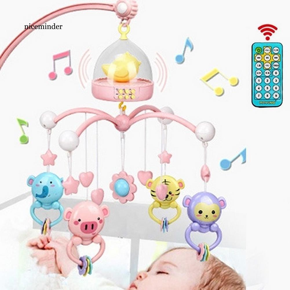 Real Stock 0 12 Months Baby Remote Control Rotating Musical Crib Mobile Bed Rattle Bell Toy Shopee Singapore