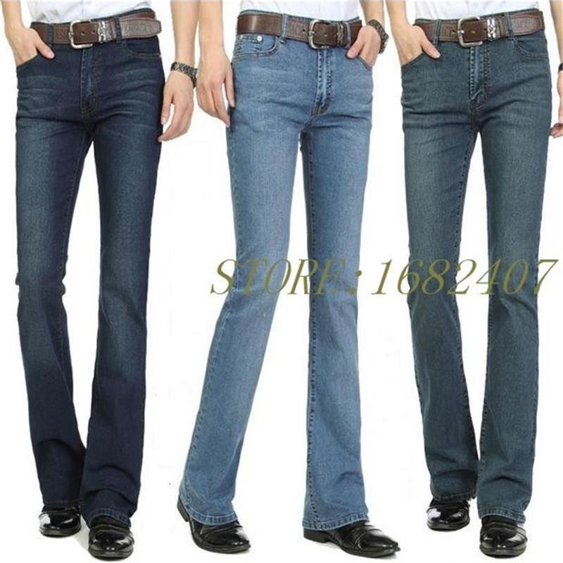 Business Men Long Casual Jeans Mid Waist Elastic Slim Boot Cut Semi Flared Four Seasons Bell Bottom High Elastic Leisure Trendy Denim Long Pants Size 26 38 Shopee Singapore