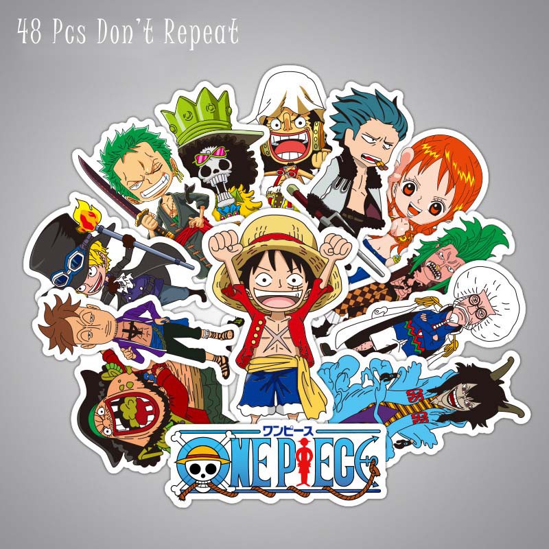 48 Pcs One Piece Comic Waterproof Stickers For Luggage Laptop Phone Car Wall Shopee Singapore