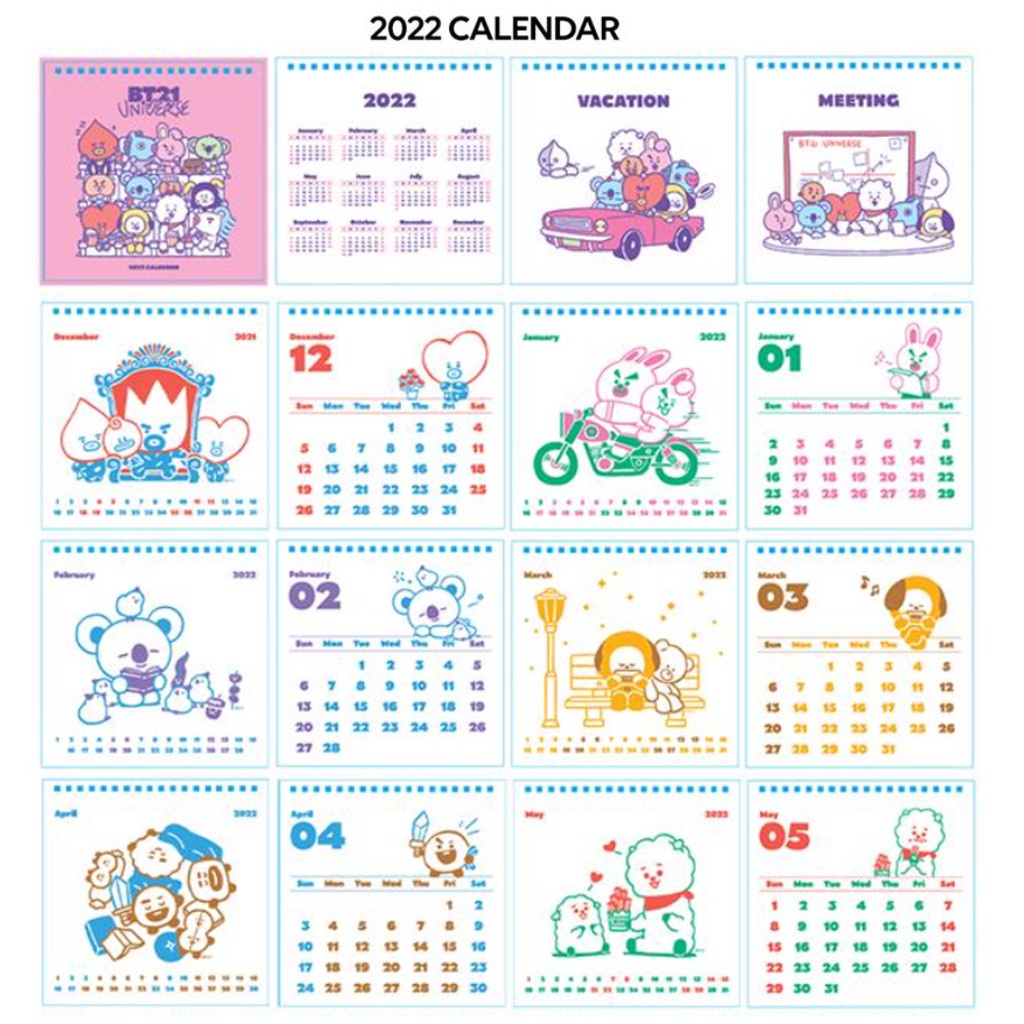 bts bt21 universe 2022 calendar 365 planner diary shopee singapore
