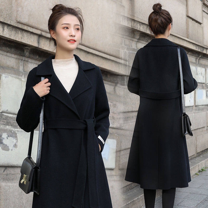 Image of Autumn and Winter New Fashion Women's Mid-length Trench Coat Thickened Woolen Coat #4