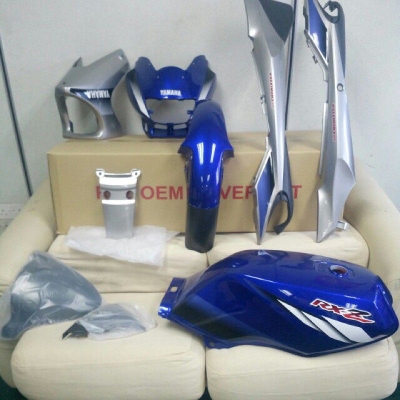 Yamaha Rxz Catalyzer Cover Set Oem Blue Grey Shopee Singapore