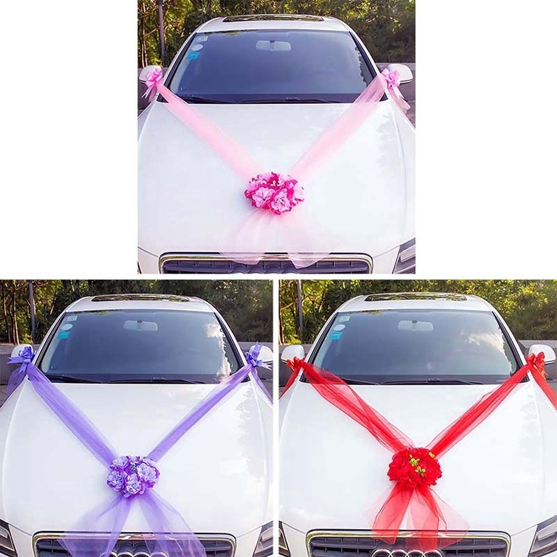 Simple Style Artificial Wedding Car Decor Flower Diy Ribbon