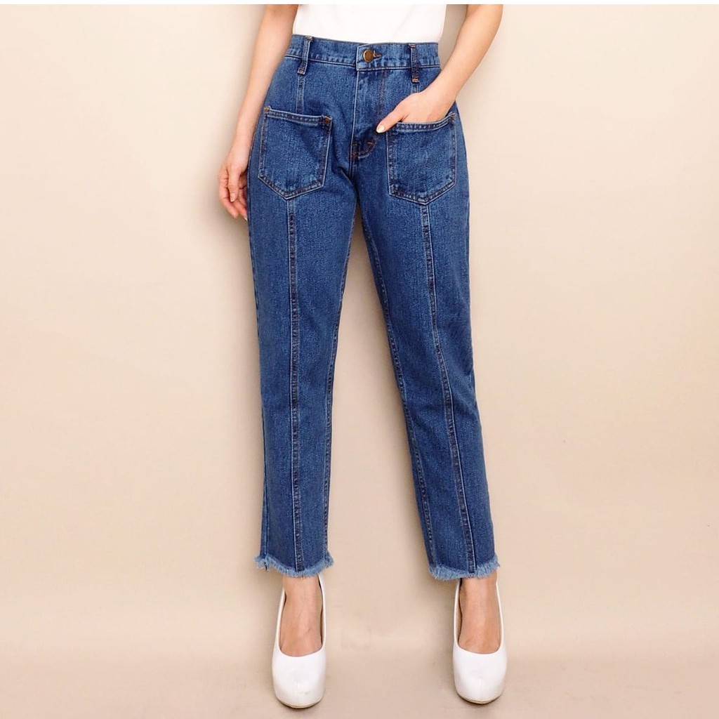 Baggy Boyfriend Jeans Bags Of Long Underwear Sleting Trousers Shopee Singapore