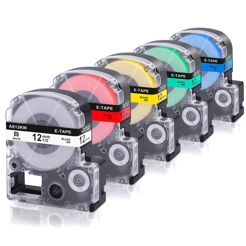 5× Compatible with EPSON LK-4WBN 4RBP 4LBP 4YBW 4GBP LabelWorks LW-300 12mm Tape 