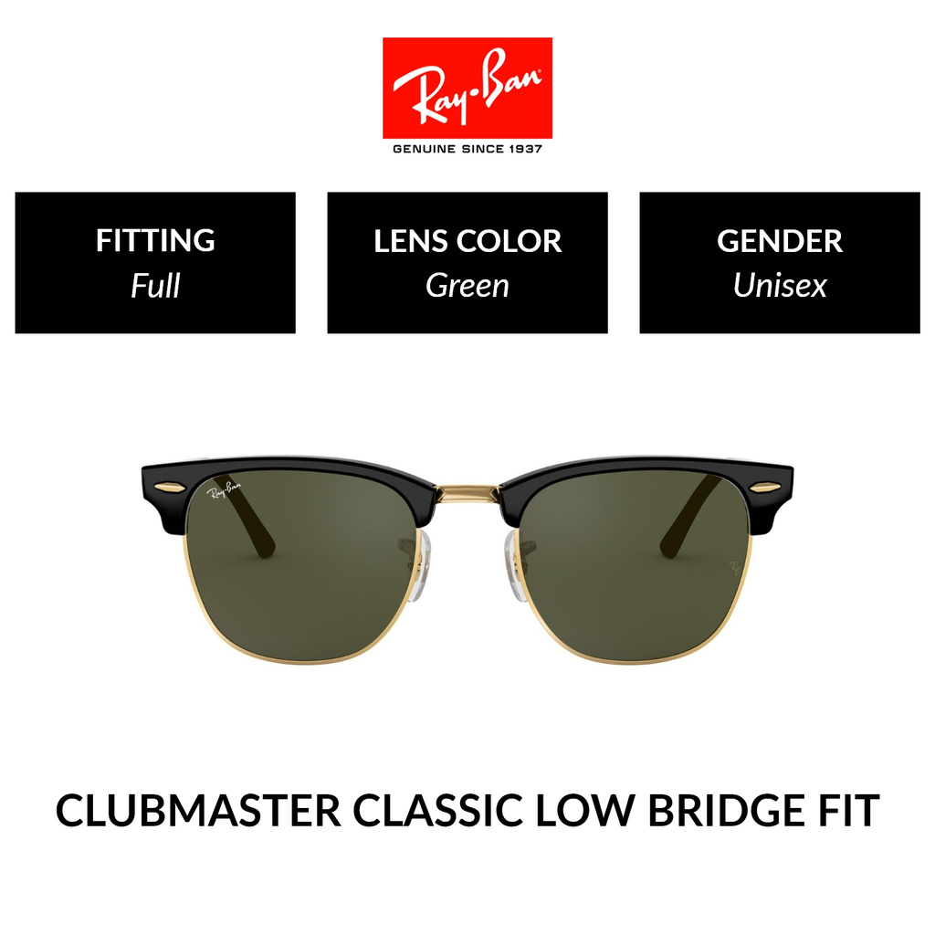 RayBan CLUBMASTER RB3016F W0365 Unisex Full Fitting Sunglasses
