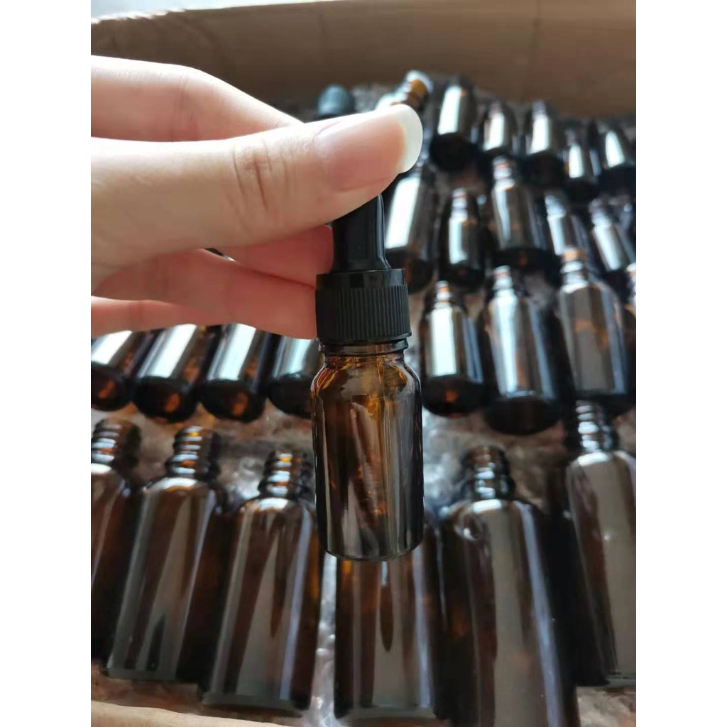 50pcs Thick Amber Glass Dropper Bottle for DIY Liquid Essential Oil Bottle Lotion Sample玻璃精油瓶 5ml,10ml, 20ml, 30ml, 50ml
