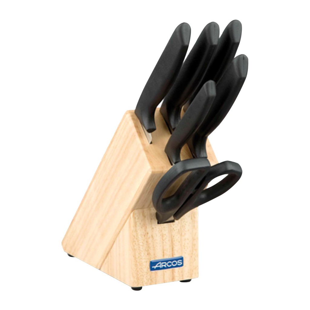 ARCOS Knife Set 6's in Wood Block Niza Shopee Singapore