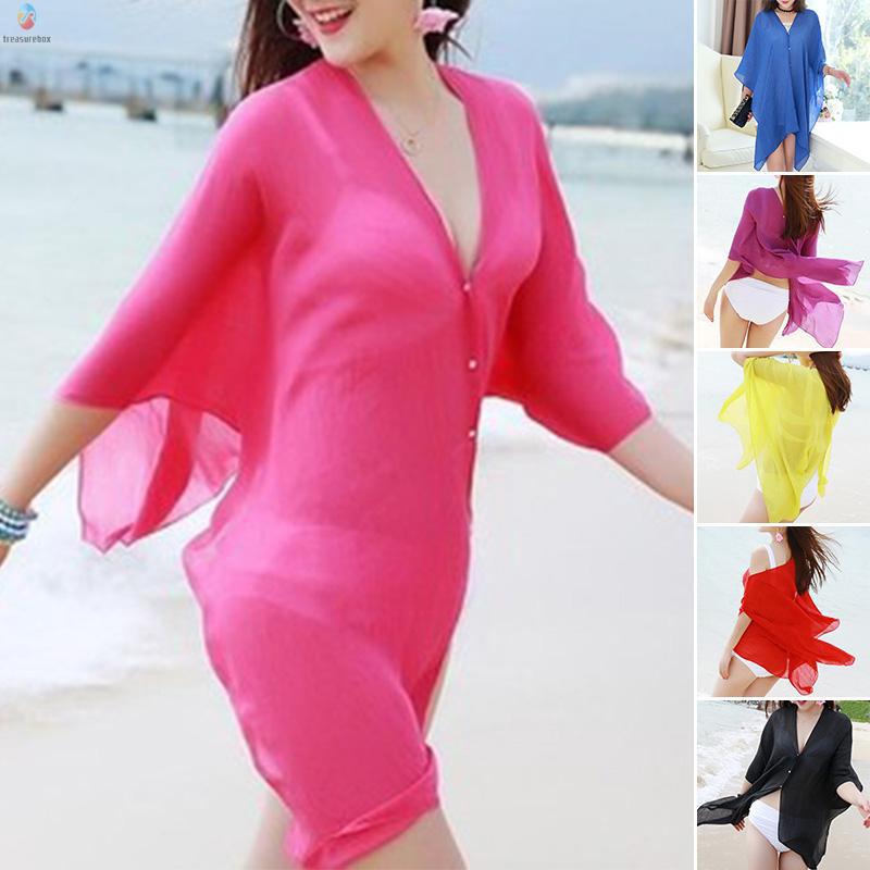 Ladies Cover Up Swimsuit Swimwear Summer Beach Dress 6 Colors Bathing Suit Women Sexy Maxi Polyester Beachwear