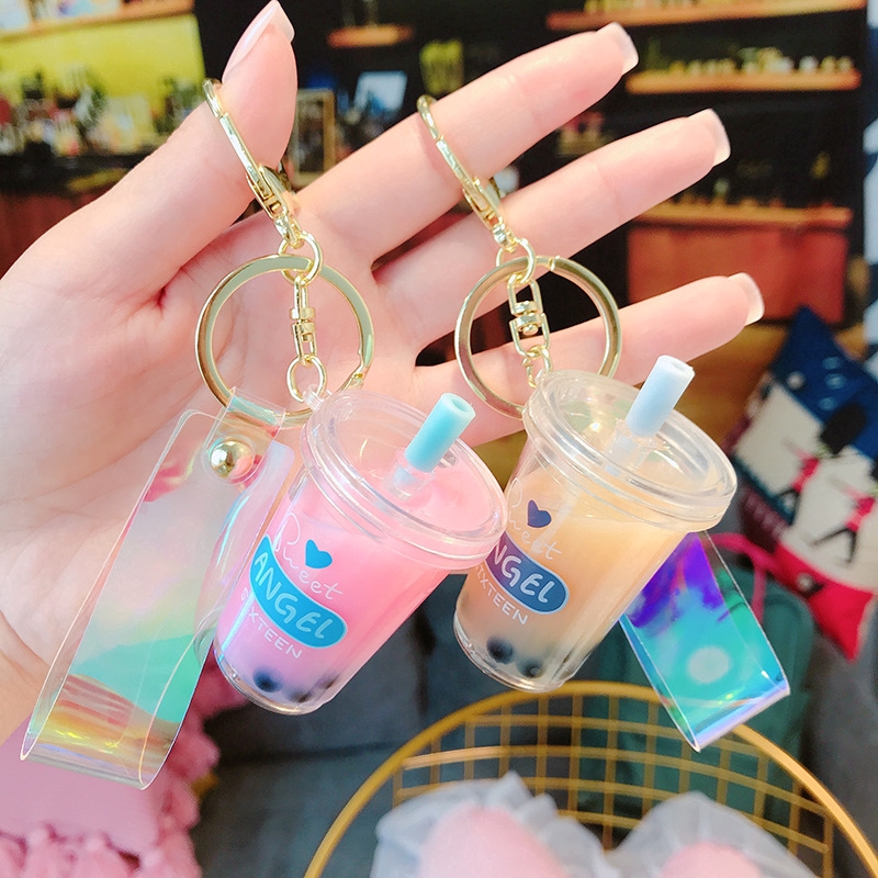[Ready Stock] Mini Bubble Tea Keychain Creative Pearl Milk Tea Keychain