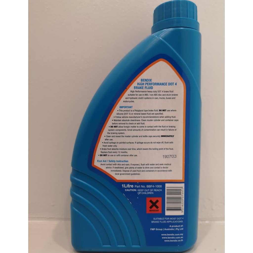 Bendix High Performance Dot 4 Brake Fluid 1l Shopee Singapore
