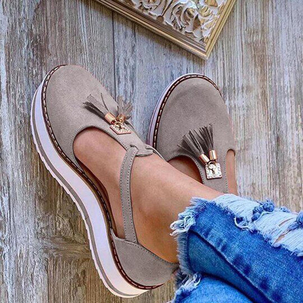 buckle strap casual flats loafers