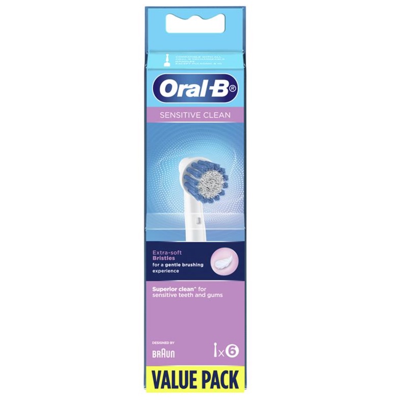 Oral B Power Toothbrush Clean Sensitive Refills 6 Pack (Value Pack ...