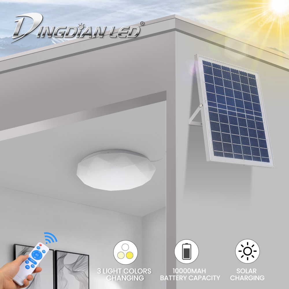 Dingdian Led Solar Ceiling Light 30w 3 Colors Changed Solar Indoor Light With Remote Control Dimmable Solar Barn Light For Shed Yard Patio Garden Garage Shopee Singapore