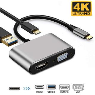 4 In 1 USB3.1 Type C To HDMI 4K VGA USB 3.0 PD Adapter Audio Video Converter USB C HDMI Cable for Laptop PC Smartphone Phone TV