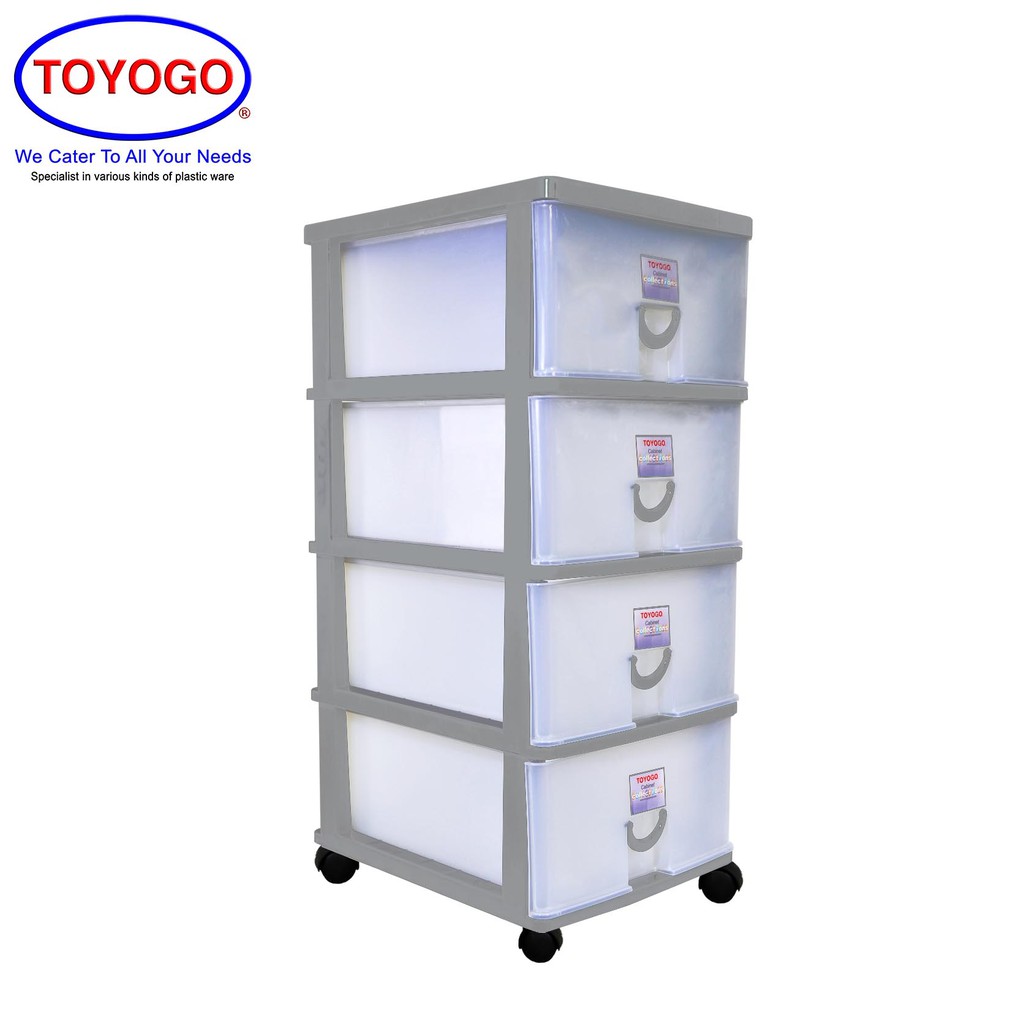 Toyogo Plastic Storage Cabinet Drawer With Wheels 4 Tier 804