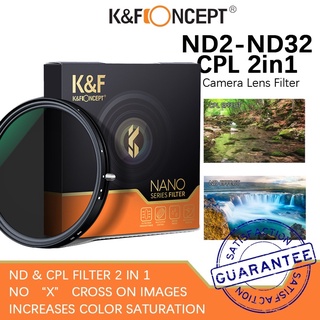 K&F Concept ND & CPL filter 2 in 1 len Filter ND2-32 Circular Polarizer Lens Fliter Nanometer Coating 100% Original NANO Series  49/52/55/58/62/67/72/77/82 MM Camera Lenses Filter