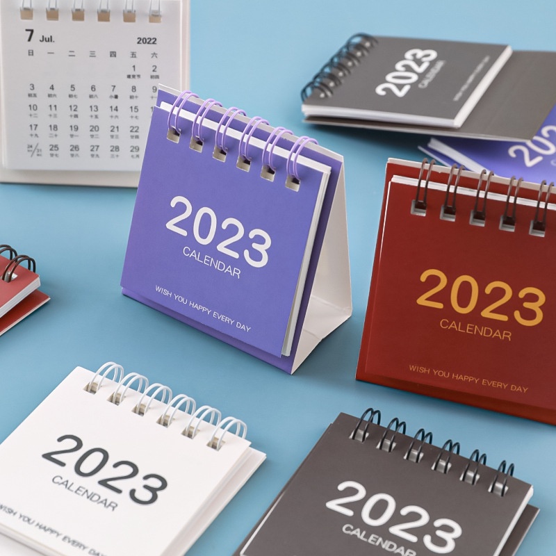 2023 mini desktop small desk calendar series simple and solid color ...