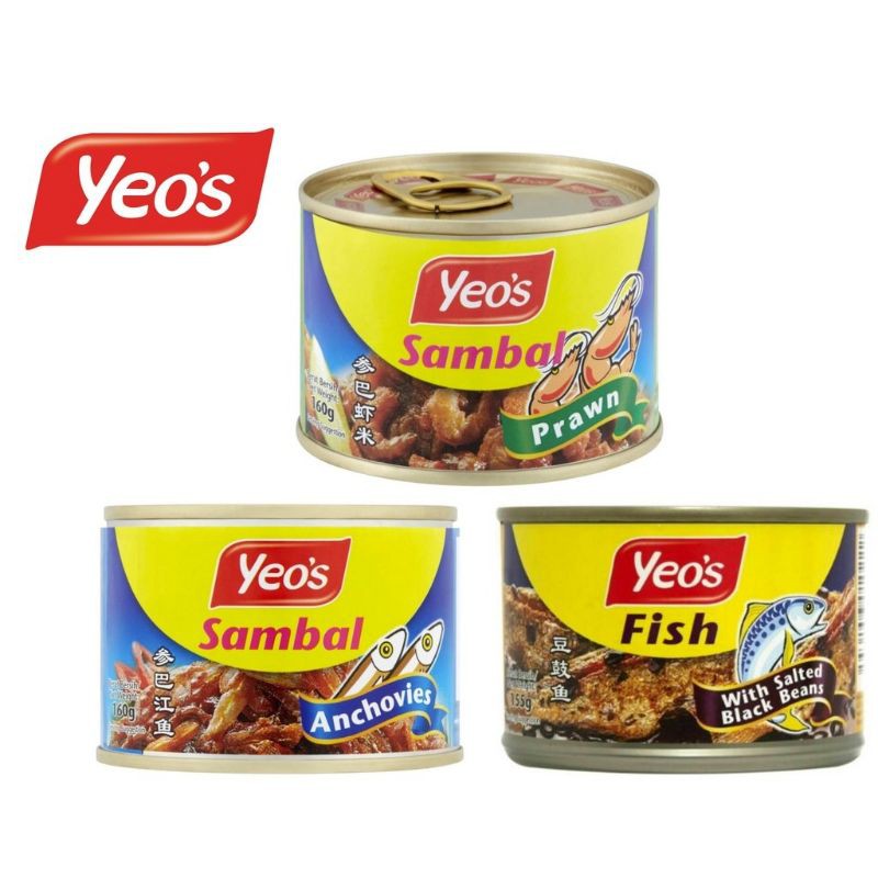 Yeo’s Sambal Anchovies/Prawn/Fish with Salted Black Beans 155g/160g