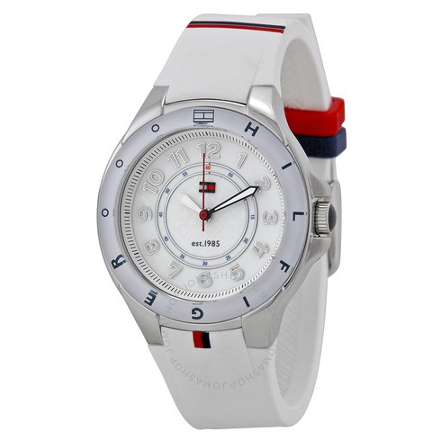 tommy hilfiger women's 1781271 stainless steel watch with white silicone band
