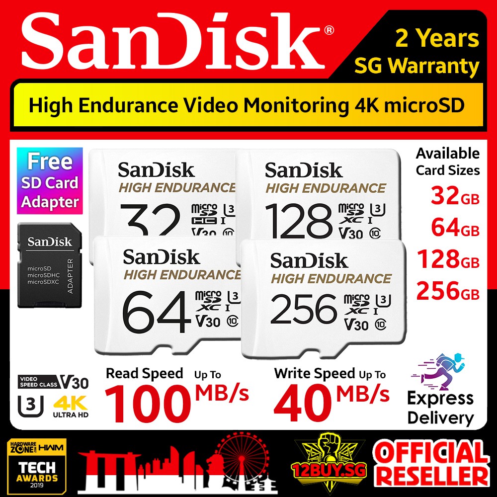 Sandisk High Endurance MicroSD Card V30 4K C10 U3 32GB 64GB 128GB 256GB