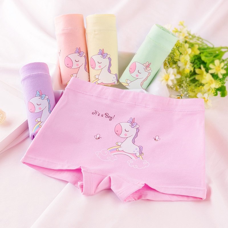 New 5pcs Kids Lovely Cute Unicorn Underpants Young Girl Briefs