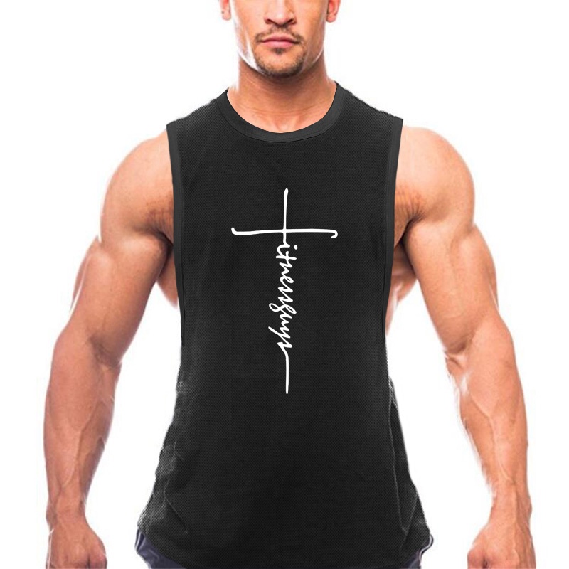 Image of Fashion sports bodybuilding tank tops men's breathable fitness quick-drying vest outdoor workoutwear sleeveless T-shirt #7