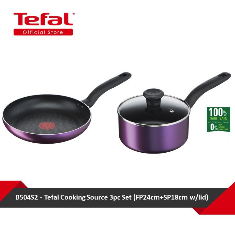 Tefal 3 Pcs Set Frypan 24cm Saucepan 18cm + LID B504S2 Shopee Singapore