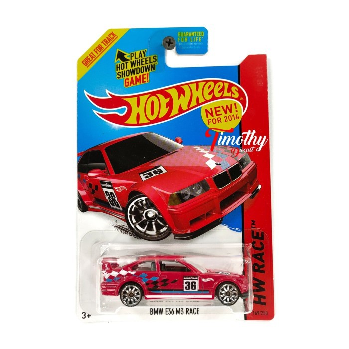 Hot Wheels Bmw E36 M3 Race Red Us Card 