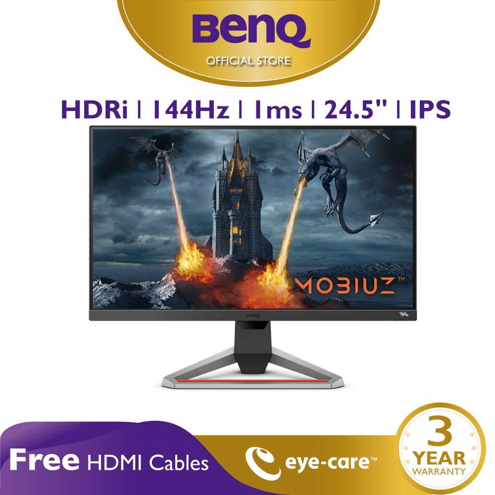 Benq Mobiuz Ex2510 24 5 Inch Ips 144hz 1ms Hdri Screen Auto Adjustment Tech Eye Care Gaming Monitor Shopee Singapore