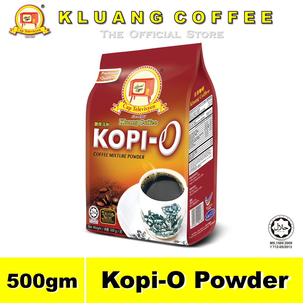 Kluang Black Coffee Kopi O Powder Serbuk Kopi Cap Televisyen 500gm