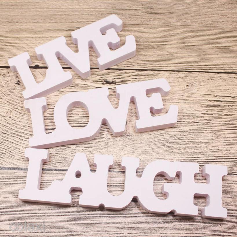 3Pcs LAUGH LIVE LOVE Wooden Bedroom Wall Decoration Word Ornaments for Home 
