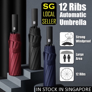 12 Ribs Automatic Umbrella Super Windproof Large Umbrella Auto Open Close Excellent Water Repellency