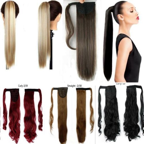 Real Thick Clip In As Human Hair Extensions Pony Tail Wrap On Ponytail Long  | Shopee Singapore