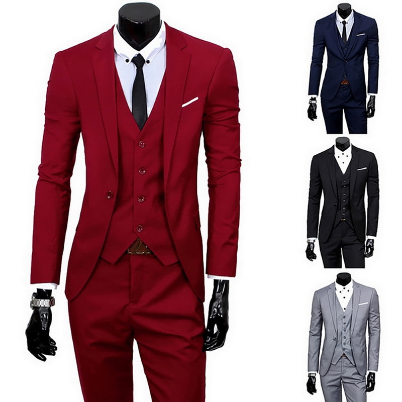 Men Suits Blazer suit Slim Business Formal Dress Waistcoat Groom Man ...