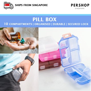 (Ready Stocks in Singapore) Multipurpose Pill Box for Vitamins, Medicines &  Pills | 10 Compartments | Tidy