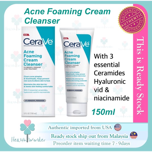 cerave acne foaming cream cleanser benzoyl peroxide