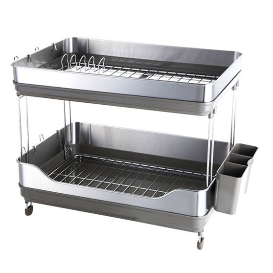 4bnk Stainless Steel Dish Rack 2 Tier Dark Grey Shopee Singapore