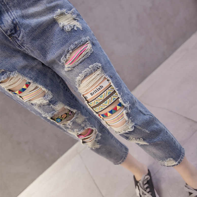 My Korean Style Hole Jeans Female Thin Loose Bf Beggar Pants My Shopee Singapore