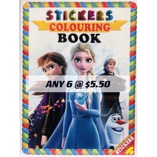 [SG LOCAL STOCK] Sticker Colouring Book for Children School Supplies Birthday Party Gifts Set Frozen McQueen Mickey