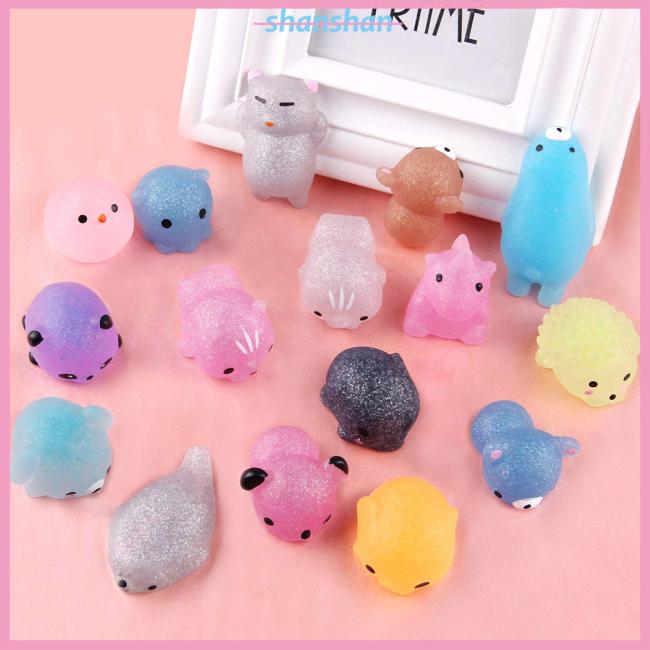 30Pcs Mochi Squishy  Toys Glitter Mini  Animal Shaped 