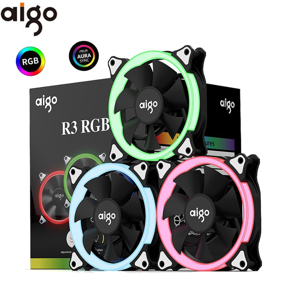 Aigo R3 120mm Pc Case Fan Cooler Adjustable Aurora Rgb Computer Cooling Fan Shopee Singapore
