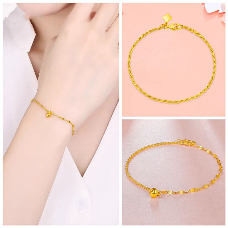 Shop Malaysia Gold Plated Bracelet Gelang Tangan Emas Korea 新款铜渡金饰品仿黄金手链 Shopee Singapore