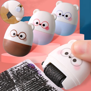 2in1 Cute Privacy Protection Stamp Roller With Metal Cutter Identity Information Security Messy Code Cover