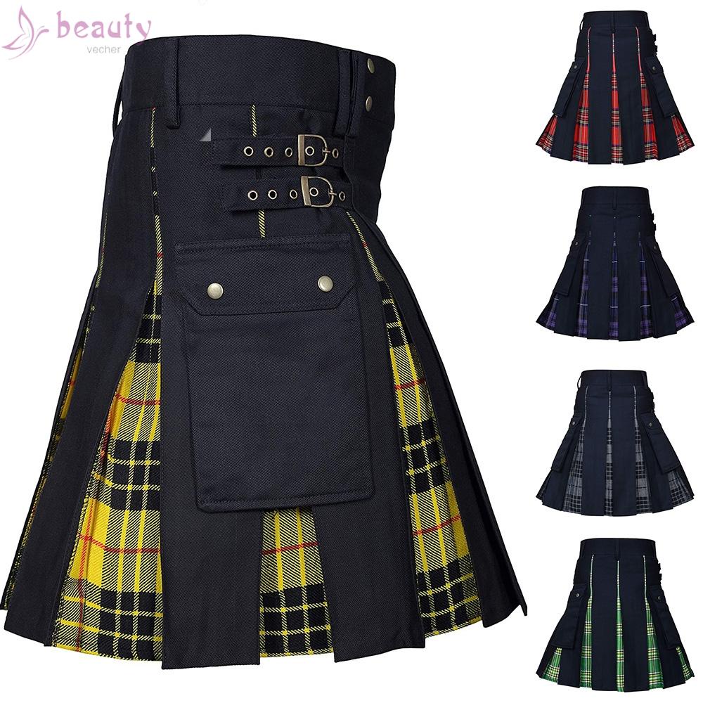 Men/Mens Skirt Scottish Kilt Flax Irish Tartan-Kilt,Measurements Modern ...