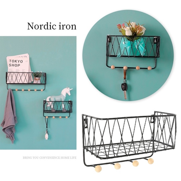 Simple Style Shelf Wrought Iron Grid Wall Shelf Home Wall Mounted