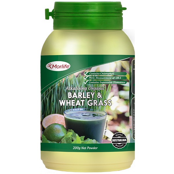 Morlife Alkalising Organic Barley & Wheat Grass Powder 200g Shopee