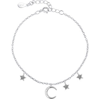 Image of thu nhỏ 【In Stock】 Fashion korean shine flashing zircon moon mini star tassel silver bracelet pretty girl starry sky bracelet wild accessory #2