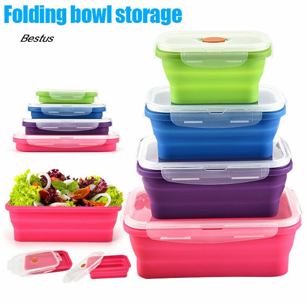 BEST Silicone Collapsible Foldable Lunch Bento Box Bowl Food Salad Storage Container Shopee