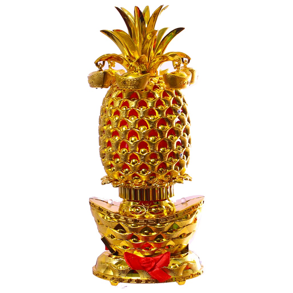 Rotating LED Pineapple And Ingot Chinese New Year CNY Deco Decoration
